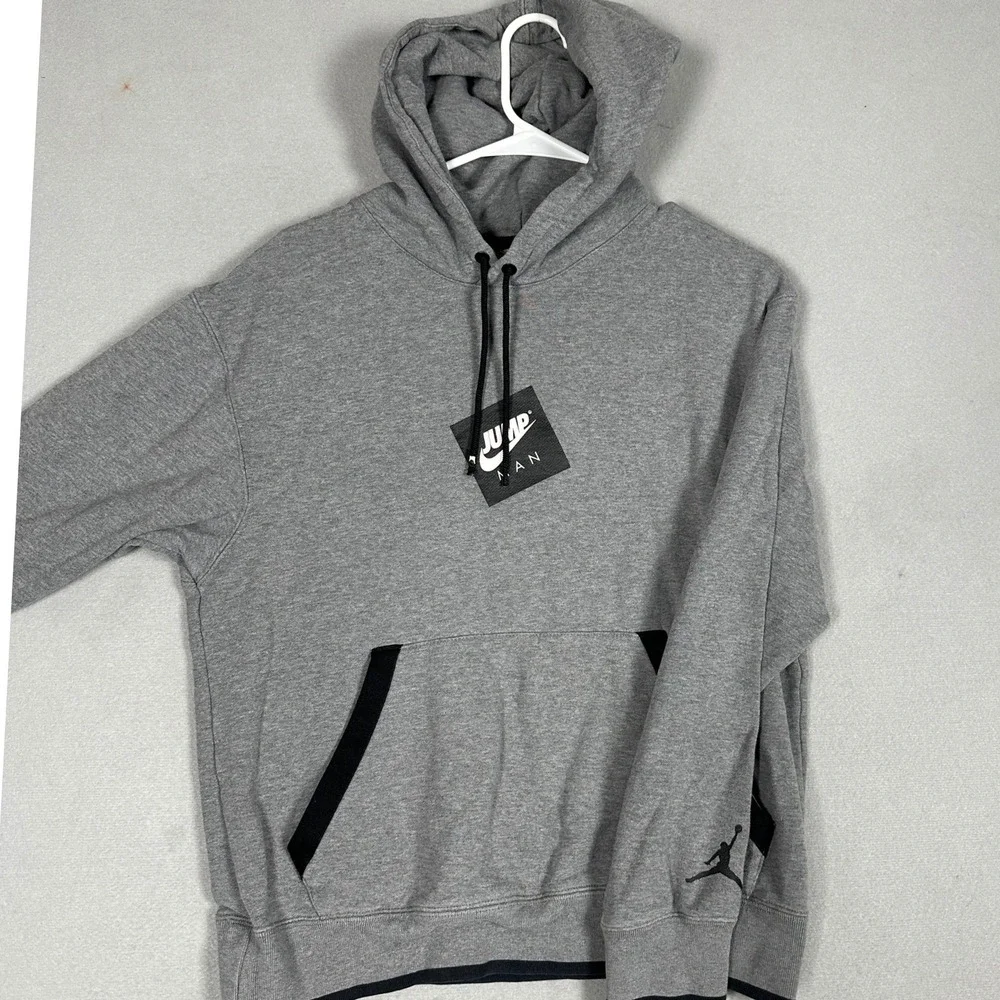Nike Jordan Hoodie Mens Small Jumpman Air Grey Black Graphic Pullover Sweatshirt